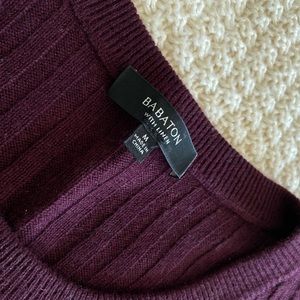 Aritzia Babaton Cropped Wool Knit Sweater - dark purple